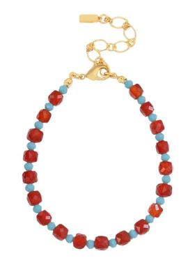 铜合金玻璃手链 镀18K金「五分红霞」串珠手链气质轻奢手工复古风