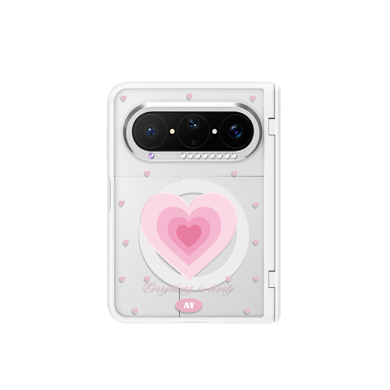 ANGYING × 爱心旋律适用华为PuraXMax手机壳磁吸小折叠阔PURA典藏版XZ中轴全包保护套防摔女x2新款透明可爱