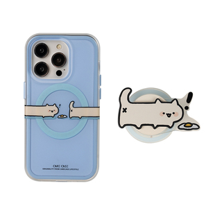 CARECASE 好奇觅食猫咪二合一磁吸手机壳 适用于苹果iPhone17 16 15 14 Pro Max 原创设计 可爱 磁吸支架组合