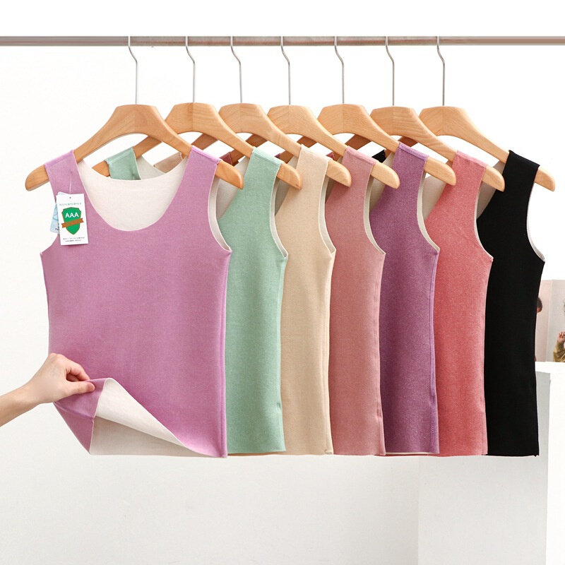 极速发货AB面抗菌德绒保暖背心女无痕内穿打底上衣秋冬季加厚内衣