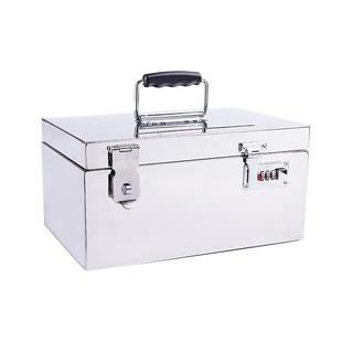 不锈钢收纳箱密码盒家用整理证件归纳储物箱带锁存钱罐收银钱盒子