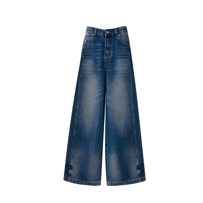 twosweet慵懒感baggy jeans莱赛尔垂感阔腿牛仔裤女宽松复古长裤