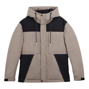 才子男装羽绒服男士2025冬季撞色拼接白鹅绒加厚保暖连帽短款外套