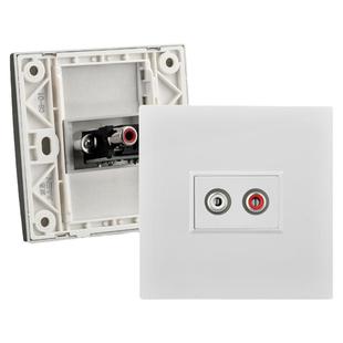 家恩 红白头莲花音频rca插座面板 多孔多媒体立体声音响墙壁面板