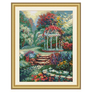 自己绣宁静林间花园凉亭十字绣2026新款梦幻浪漫温暖治愈刺绣满绣