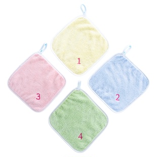 幼儿园数字编号四方巾珊瑚绒小毛巾儿童专用绣字带挂钩绳消毒洗脸