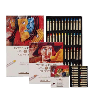 法国sennelier申内利尔油画棒油性粉彩棒固体油画颜料美术生专用蜡笔超软性重彩丝滑白油画棒24色48色套装5ml