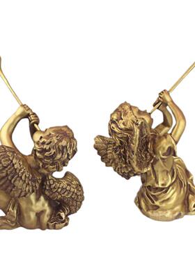 欧式桌面雕塑教堂前的小天使