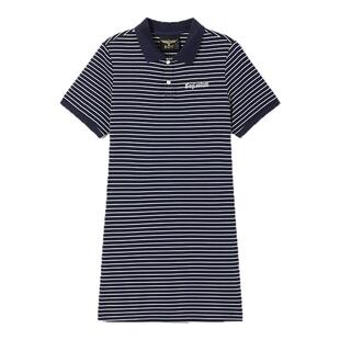 【旧影流年】BOYLONDON26夏黑白条纹polo领珍珠扣女连衣裙W17004