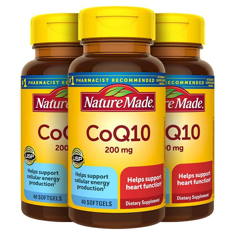 美国原装Nature Made天维美辅酶Q10软胶囊200mg心脏保护40粒*3