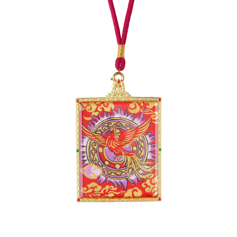 普陀山凤凰九路财神唐卡吊坠