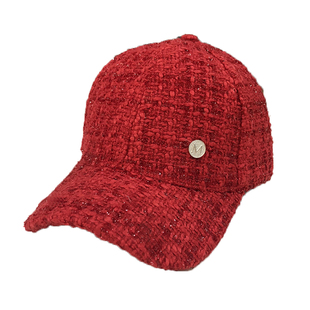 帽子女红色网红款格子M标棒球帽时尚韩版百搭鸭舌帽秋冬天遮阳潮