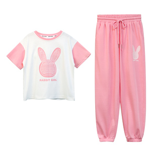 女童套装夏款2026新款儿童夏装两件套大童女装运动服韩版短袖童装