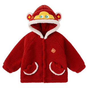 嘟嘟家男童红色外套儿童拜年服新年女童唐装宝宝童装洋气女宝冬装