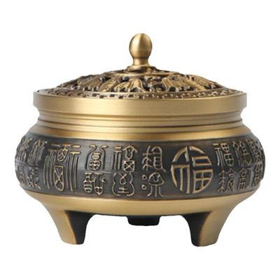 铜香炉家用室内香薰炉百福三足盘香炉沉香檀香焚香炉禅意茶道摆件