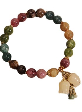 新款彩色碧玺铃兰吊坠手链女手串