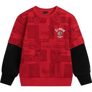 李宁新年款加绒卫衣2026新款秋冬款加绒衣服男童装女童中大童冬装