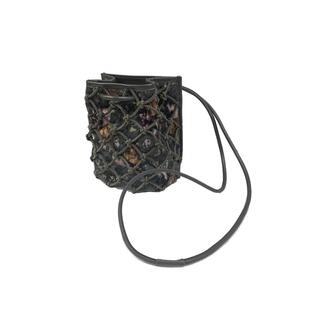 谜底包包女秋季新品复古风手工编织网眼拼接单肩包243MQ1364