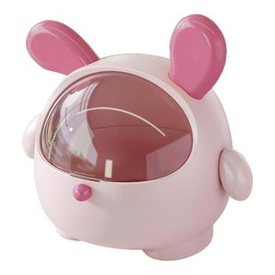 多巴胺收纳创意可爱兔耳桌面摆件收纳盒防尘翻盖收纳玩具零食杂物
