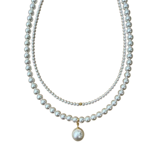 希娅《古堡少女》法式施家珍珠双层叠戴项链高级感轻奢毛衣项链