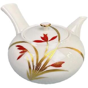 香兰社兰花茶杯主人杯茶壶日本进口提梁壶金色兰花陶瓷侧把壶家用