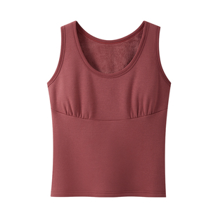 三枪中老年女士弹力棉秋冬加绒加厚冬季女款防寒保暖背心发热内衣