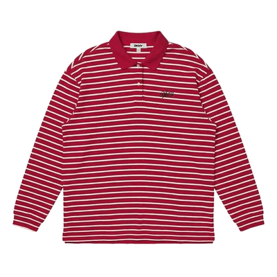 宽松休闲条纹长袖polo衫T恤