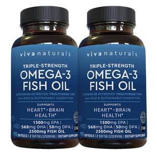 viva鱼油欧米茄omega3脂肪酸记忆力高含量深海鱼油软胶囊90粒2瓶