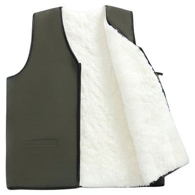 纯羊皮毛马甲男女中老年整张羊皮毛一体棉马夹防寒保暖冬羊皮背心