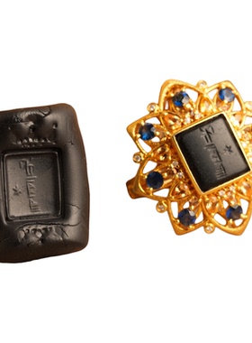 玄同藏18K金八芒星玛瑙戒指