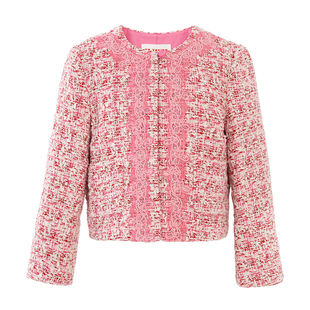 [新年拜年服]EP雅莹童装2025秋冬女童新款小香风蕾丝拼接短外套