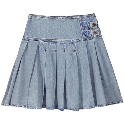 莱赛尔A字压褶牛仔半身裙MSLAN