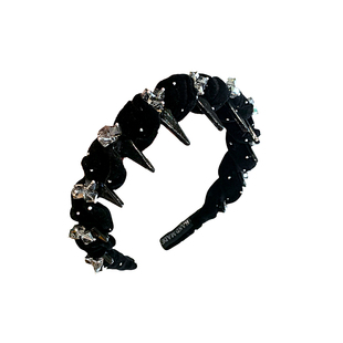 高级感镶钻波浪发箍防滑带齿高颅顶头箍重工精致水钻发饰洗脸发捆