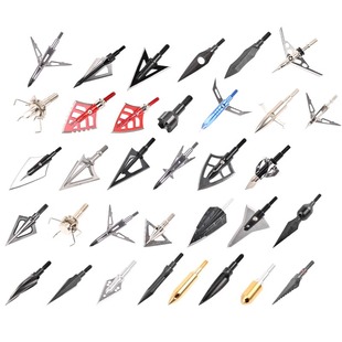 户外弓箭箭头仿古破甲复合传统弓射箭配件碳箭支收藏柳叶翡翠螺纹