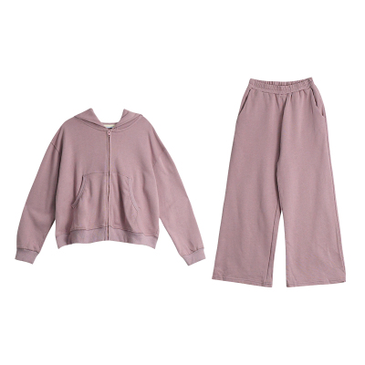 蔡爸爸童装 休闲粉色卫衣服套装 春秋装学生女生 纯棉套装裤子A51