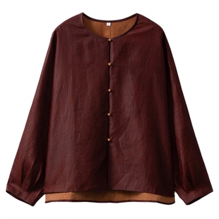 一丝牵双面穿100%桑蚕丝香云纱红云纱真丝开衫上衣女单排扣外套春