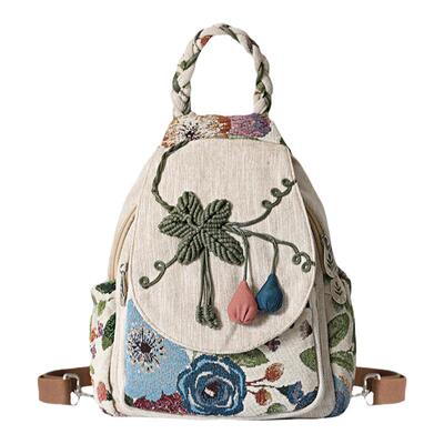 文艺多隔层民族风布艺编织女包