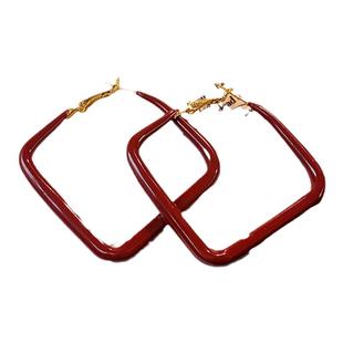 复古红色大圈圈耳环女方圆脸耳圈本命年耳钉过新年高级感夸张耳饰