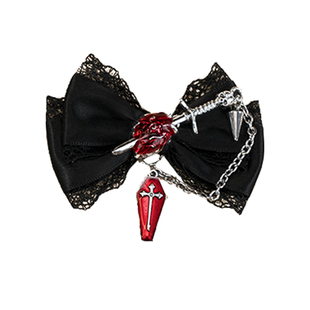 原创蕾蕾系暗黑发夹亚文化哥特头饰对夹链条十字架棺材萝莉双马尾