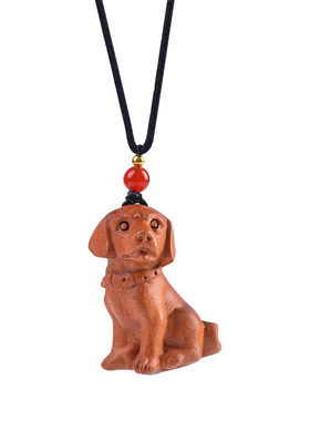 桃木生肖狗护身符吊坠