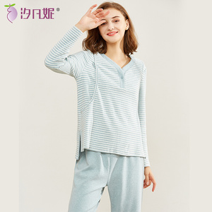 汐凡妮纯棉月子服春秋孕妇睡衣哺乳衣套头产后家居服秋冬装可外穿