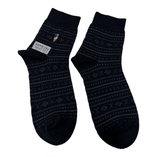 POLO袜子男苎麻秋冬抗菌透气中筒袜无骨商务休闲织花长筒袜春9568