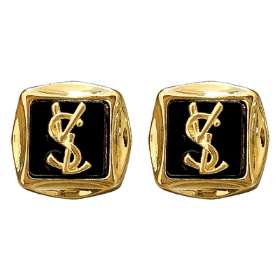 金属方形字母耳环女高级感复古精致百搭耳钉法式气质金色小众耳饰