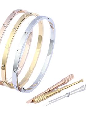 欧美手镯手环钛钢窄版时尚情侣