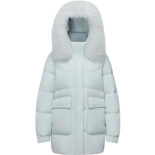 波司登25新款羽绒服女时尚休闲中长款毛领气质保暖宽松