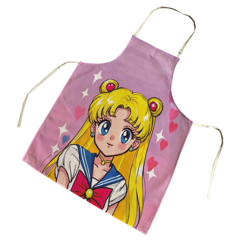 月野兔美少女战士围裙奶茶店卡通可爱围裙 烘焙防油家务做饭罩衣