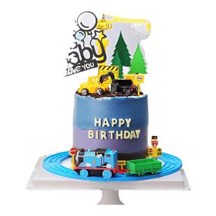 森林系小树木大树松树苹果树椰子树生日快乐蛋糕装饰配件摆件插件