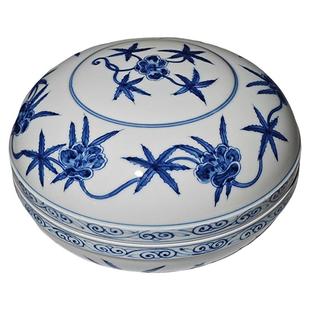 特大号印泥盒空高温陶瓷手工中式文房仿古青花印尼瓷缸书法画高端