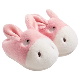 朴西儿童棉拖鞋小毛驴秋冬保暖tpr防滑女孩居家型室内棉拖男女童