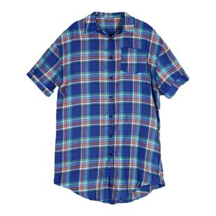 正品拓谷潮牌夏季个性中长款休闲宽松短袖格子衬衫连衣裙女13110